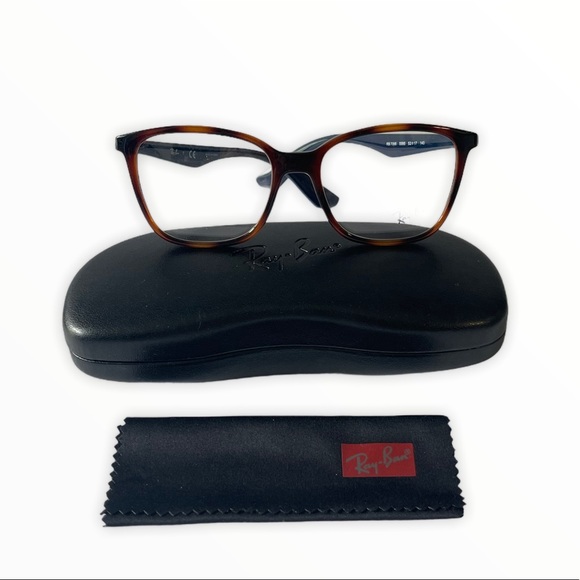 New Ray-Ban Women’s Eyeglasses RX7066 Havana/Navy Square  Full RIm 52-17… - Picture 4 of 11